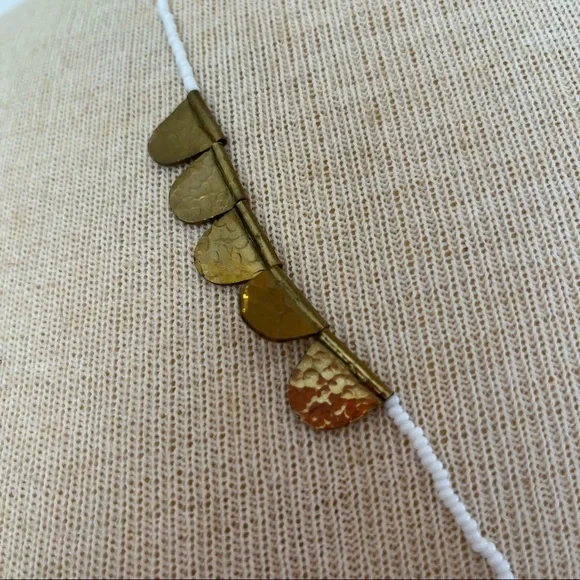 Hammered Gold and Bead Necklace - Picture 12 of 15